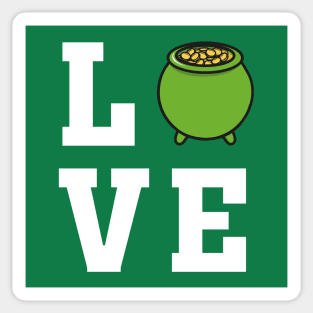 Love White Pot of Gold Saint Patricks Day Drawing Sticker